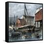 Busy US Navy-Yard in Philadelphia, 1870s-null-Framed Stretched Canvas