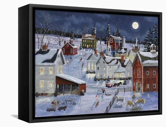 Busy Village-Bob Fair-Framed Stretched Canvas