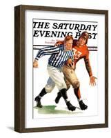 "But Ref!," Saturday Evening Post Cover, October 22, 1938-Lonie Bee-Framed Giclee Print