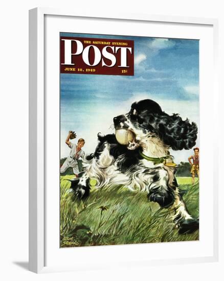 "Butch and Baseball," Saturday Evening Post Cover, June 18, 1949-Albert Staehle-Framed Giclee Print