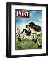 "Butch and Baseball," Saturday Evening Post Cover, June 18, 1949-Albert Staehle-Framed Premium Giclee Print