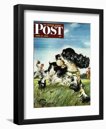 "Butch and Baseball," Saturday Evening Post Cover, June 18, 1949-Albert Staehle-Framed Premium Giclee Print