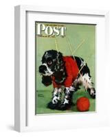 "Butch and Knitted Sweater," Saturday Evening Post Cover, September 28, 1946-Albert Staehle-Framed Giclee Print