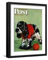 "Butch and Knitted Sweater," Saturday Evening Post Cover, September 28, 1946-Albert Staehle-Framed Giclee Print