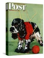 "Butch and Knitted Sweater," Saturday Evening Post Cover, September 28, 1946-Albert Staehle-Stretched Canvas