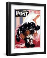 "Butch and the Nylons," Saturday Evening Post Cover, February 15, 1947-Albert Staehle-Framed Premium Giclee Print