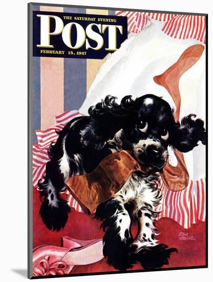 "Butch and the Nylons," Saturday Evening Post Cover, February 15, 1947-Albert Staehle-Mounted Giclee Print