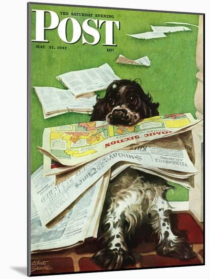 "Butch and the Sunday Paper," Saturday Evening Post Cover, May 31, 1947-Albert Staehle-Mounted Giclee Print