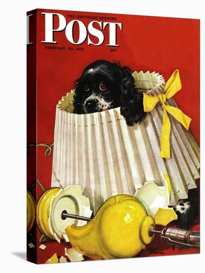 "Butch & Broken Lamp," Saturday Evening Post Cover, February 23, 1946-Albert Staehle-Stretched Canvas