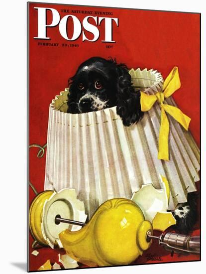 "Butch & Broken Lamp," Saturday Evening Post Cover, February 23, 1946-Albert Staehle-Mounted Giclee Print