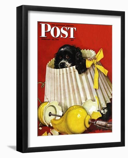 "Butch & Broken Lamp," Saturday Evening Post Cover, February 23, 1946-Albert Staehle-Framed Giclee Print