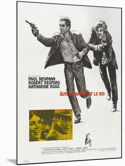 Butch Cassidy and the Sundance Kid, French Movie Poster, 1969-null-Mounted Art Print