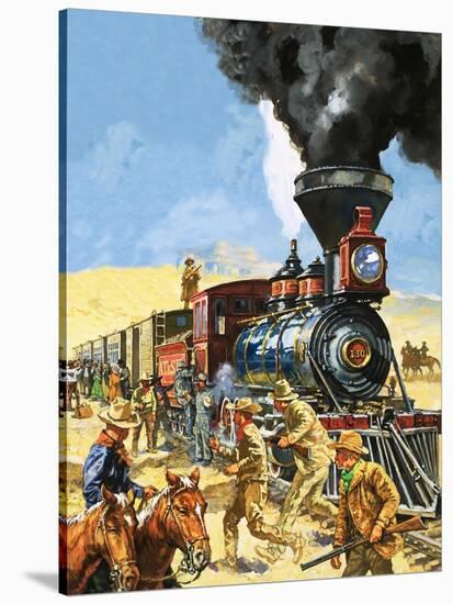Butch Cassidy and the Sundance Kid Hold Up a Union Pacific Railroad Train-Harry Green-Stretched Canvas