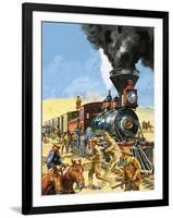 Butch Cassidy and the Sundance Kid Hold Up a Union Pacific Railroad Train-Harry Green-Framed Giclee Print