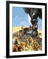 Butch Cassidy and the Sundance Kid Hold Up a Union Pacific Railroad Train-Harry Green-Framed Giclee Print