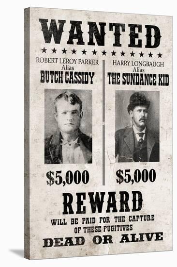 Butch Cassidy and The Sundance Kid Wanted Advertisement Print Poster-null-Stretched Canvas