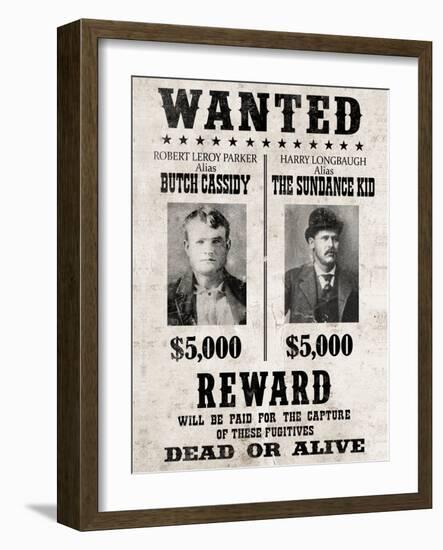 Butch Cassidy and The Sundance Kid Wanted-null-Framed Art Print