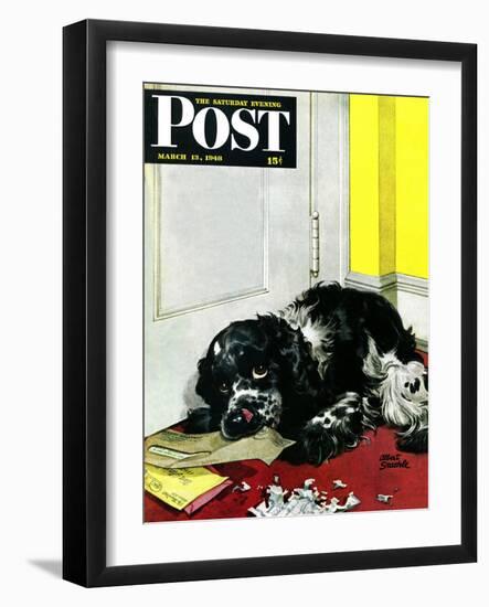 "Butch Chews the Mail," Saturday Evening Post Cover, March 13, 1948-Albert Staehle-Framed Giclee Print