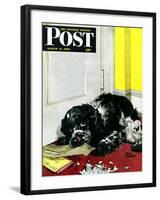 "Butch Chews the Mail," Saturday Evening Post Cover, March 13, 1948-Albert Staehle-Framed Giclee Print