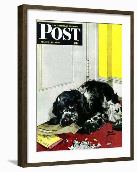 "Butch Chews the Mail," Saturday Evening Post Cover, March 13, 1948-Albert Staehle-Framed Giclee Print