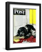 "Butch Chews the Mail," Saturday Evening Post Cover, March 13, 1948-Albert Staehle-Framed Premium Giclee Print