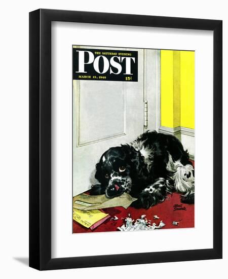 "Butch Chews the Mail," Saturday Evening Post Cover, March 13, 1948-Albert Staehle-Framed Premium Giclee Print