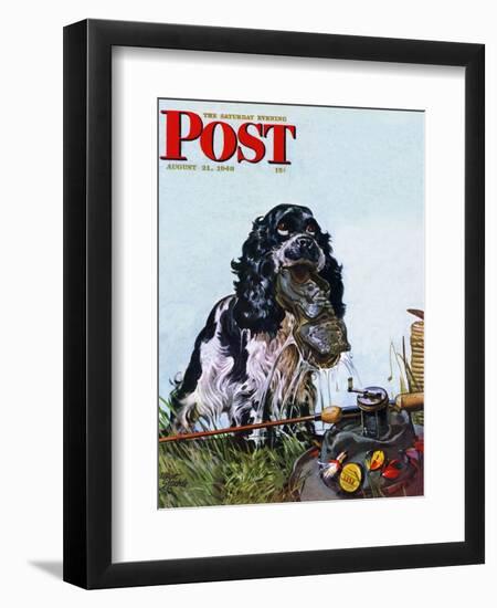 "Butch Fishes for a Shoe," Saturday Evening Post Cover, August 21, 1948-Albert Staehle-Framed Premium Giclee Print