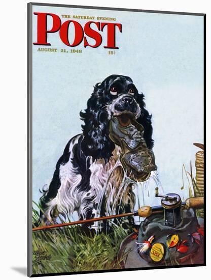 "Butch Fishes for a Shoe," Saturday Evening Post Cover, August 21, 1948-Albert Staehle-Mounted Giclee Print