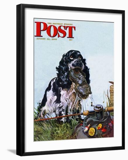 "Butch Fishes for a Shoe," Saturday Evening Post Cover, August 21, 1948-Albert Staehle-Framed Giclee Print