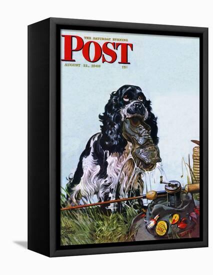 "Butch Fishes for a Shoe," Saturday Evening Post Cover, August 21, 1948-Albert Staehle-Framed Stretched Canvas