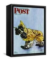 "Butch in Raingear," Saturday Evening Post Cover, April 2, 1949-Albert Staehle-Framed Stretched Canvas