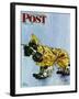 "Butch in Raingear," Saturday Evening Post Cover, April 2, 1949-Albert Staehle-Framed Giclee Print