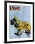 "Butch in Raingear," Saturday Evening Post Cover, April 2, 1949-Albert Staehle-Framed Giclee Print