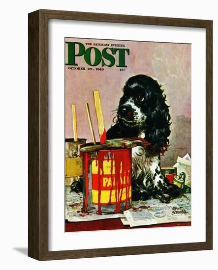 "Butch & Paint Cans," Saturday Evening Post Cover, October 29, 1949-Albert Staehle-Framed Premium Giclee Print