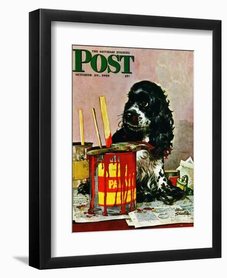 "Butch & Paint Cans," Saturday Evening Post Cover, October 29, 1949-Albert Staehle-Framed Premium Giclee Print