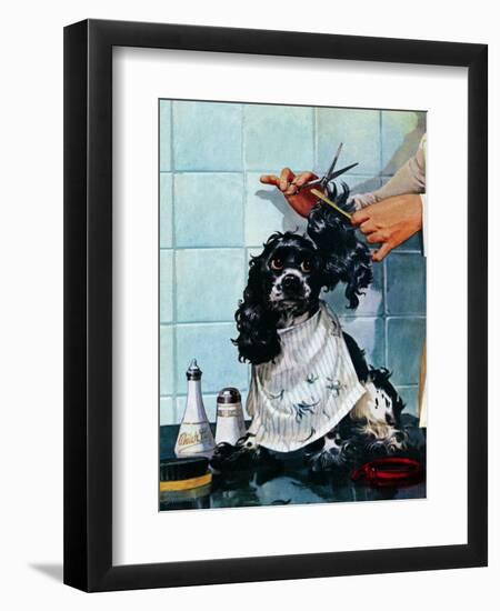 "Butch's Haircut," January 31, 1948-Albert Staehle-Framed Premium Giclee Print