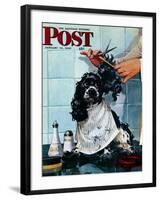 "Butch's Haircut," Saturday Evening Post Cover, January 31, 1948-Albert Staehle-Framed Giclee Print