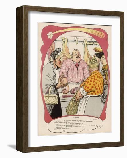 Butcher and Customers-Rasmus Christiansen-Framed Art Print