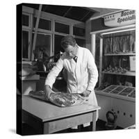 Butcher from Danish Bacon Giving a Demonstration, Kilnhurst, South Yorkshire, 1961-Michael Walters-Stretched Canvas