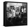 Butcher from Danish Bacon Giving a Demonstration, Kilnhurst, South Yorkshire, 1961-Michael Walters-Framed Stretched Canvas