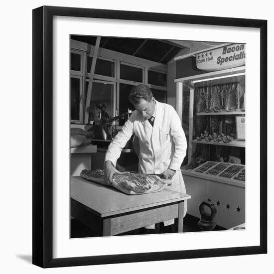 Butcher from Danish Bacon Giving a Demonstration, Kilnhurst, South Yorkshire, 1961-Michael Walters-Framed Photographic Print