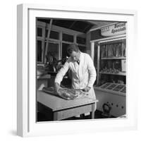 Butcher from Danish Bacon Giving a Demonstration, Kilnhurst, South Yorkshire, 1961-Michael Walters-Framed Photographic Print