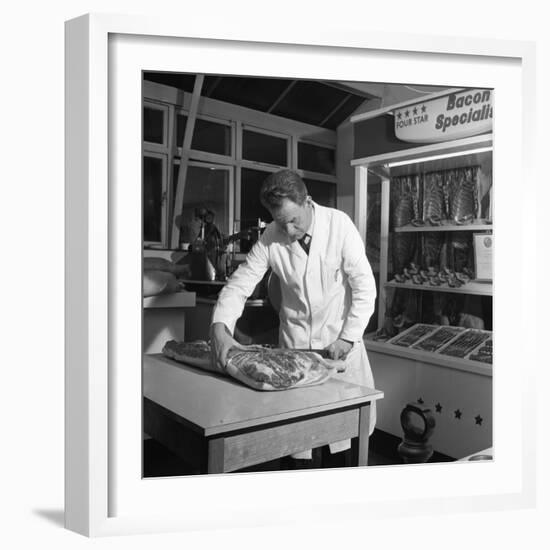 Butcher from Danish Bacon Giving a Demonstration, Kilnhurst, South Yorkshire, 1961-Michael Walters-Framed Photographic Print