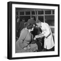 Butcher from Danish Bacon Giving a Demonstration, Kilnhurst, South Yorkshire, 1961-Michael Walters-Framed Photographic Print