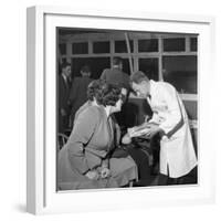 Butcher from Danish Bacon Giving a Demonstration, Kilnhurst, South Yorkshire, 1961-Michael Walters-Framed Photographic Print