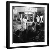 Butcher from Danish Bacon Giving a Demonstration, Kilnhurst, South Yorkshire, 1961-Michael Walters-Framed Photographic Print