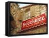 Butcher's Shop Sign, St. Agnes, Cote d'Azur, Provence, France, Europe-John Miller-Framed Stretched Canvas