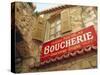 Butcher's Shop Sign, St. Agnes, Cote d'Azur, Provence, France, Europe-John Miller-Stretched Canvas