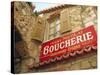 Butcher's Shop Sign, St. Agnes, Cote d'Azur, Provence, France, Europe-John Miller-Stretched Canvas