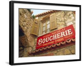 Butcher's Shop Sign, St. Agnes, Cote d'Azur, Provence, France, Europe-John Miller-Framed Photographic Print